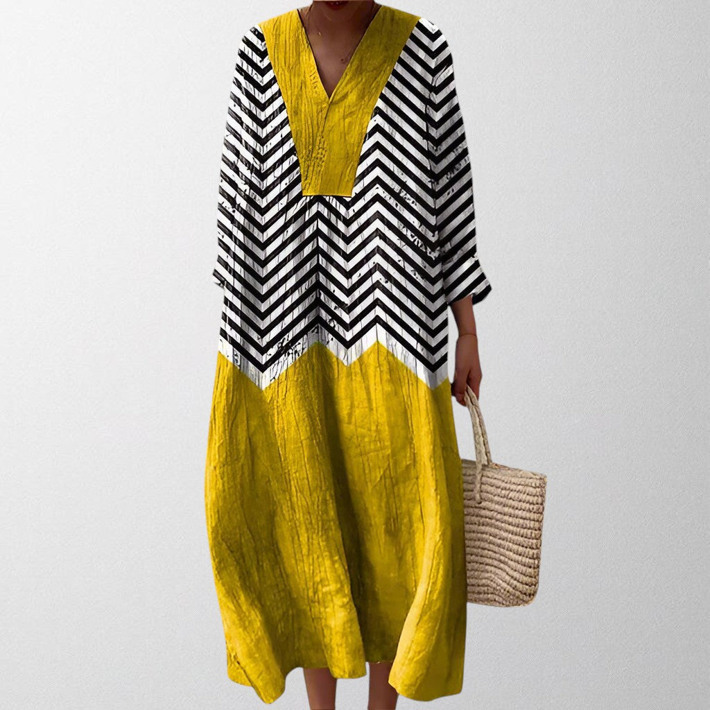 Olivia - Geometric Flow Maxi Dress