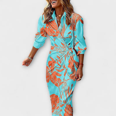 Clarissa – Striped Midi Shirt Dress