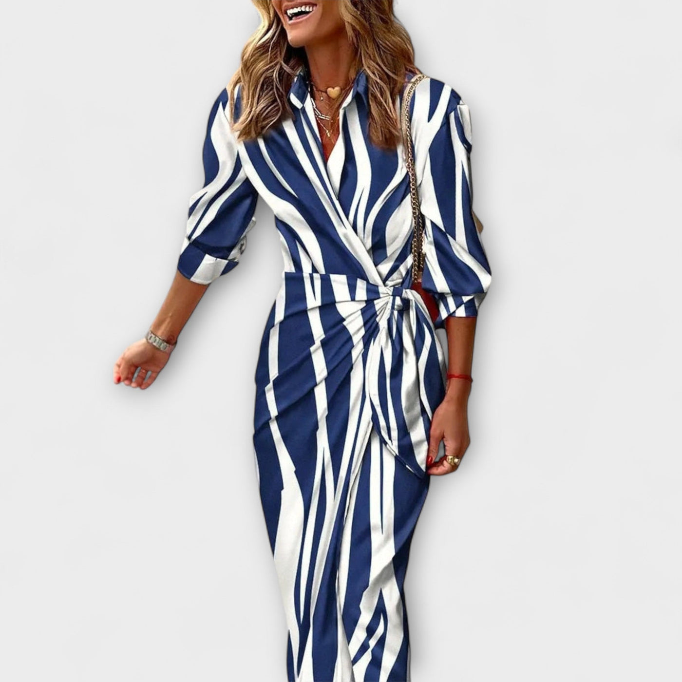 Clarissa – Striped Midi Shirt Dress
